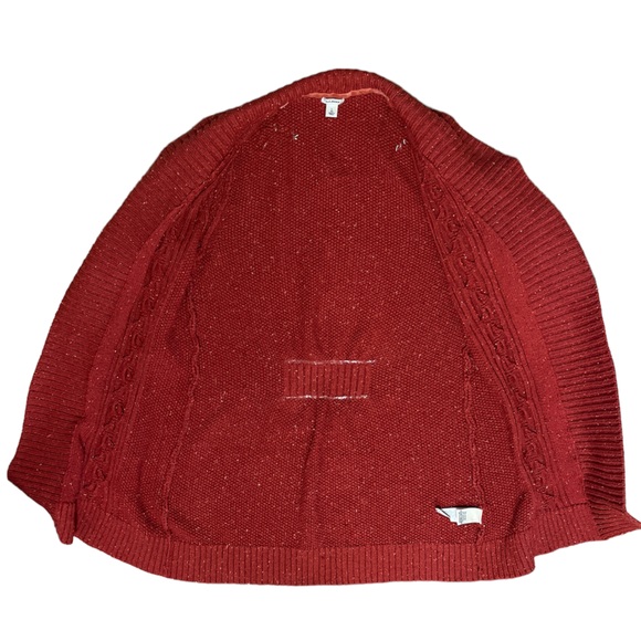 Lands’ End Women’s Orange Rust Colored Thick Open Front Sweater Cardigan, Large - Picture 3 of 8